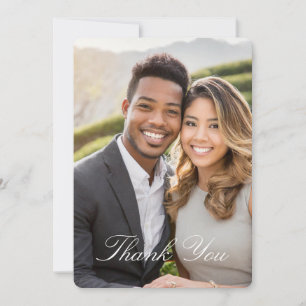 Elegant Dusky Pink Photo Wedding Thank You Card