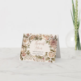 Elegant Dusky Rose Floral Bereavement Thank You Card