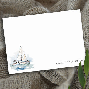 Elegant Dusky Sailboat Yacht Seascape Wedding  Card