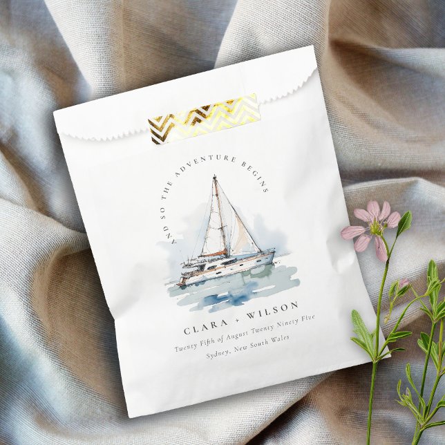 Elegant Dusky Sailboat Yacht Seascape Wedding  Favour Bags (Creator Uploaded)