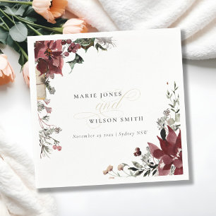 Elegant Dusky Warm Winter Festive Foliage Wedding Napkin