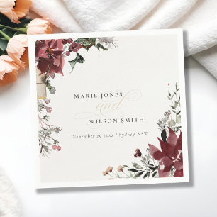 Elegant Dusky Warm Winter Festive Foliage Wedding Napkin
