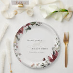 Elegant Dusky Warm Winter Festive Foliage Wedding Paper Plate<br><div class="desc">If you need any further customisation please feel free to message me on yellowfebstudio@gmail.com.</div>