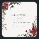 Elegant Dusky Warm Winter Festive Foliage Wedding Square Sticker<br><div class="desc">If you need any further customisation please feel free to message me on yellowfebstudio@gmail.com.</div>