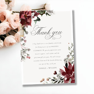 Elegant Dusky Warm Winter Festive Foliage Wedding Thank You Card