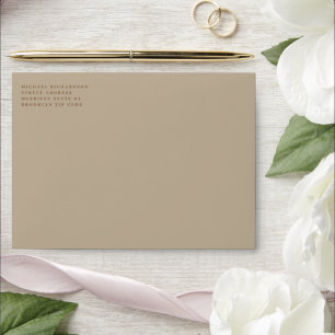 Elegant Dusty Beige Modern Typography Minimalist Envelope
