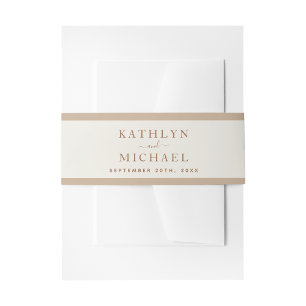 Elegant Dusty Beige Modern Typography Wedding Invitation Belly Band