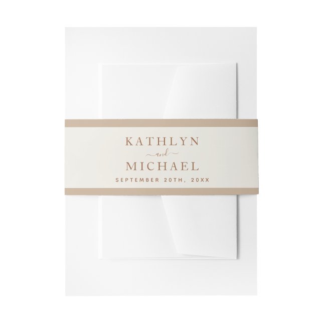 Elegant Dusty Beige Modern Typography Wedding Invitation Belly Band (Creator Uploaded)
