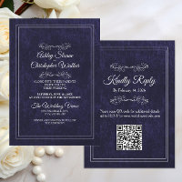Elegant Dusty Black White QR code Wedding