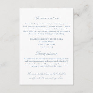 Elegant Dusty Blue Accommodations Transportation Enclosure Card