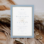 Elegant Dusty Blue and Gold Wedding Invitation<br><div class="desc">This Elegant Dusty Blue and Gold Wedding Invitation is simple and versatile. It features a chic white and black design with a monogram,  script details,  simple gold frame and formal editable text. Click the edit button to customise this design.</div>