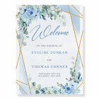 Elegant  Dusty Blue and Gold wedding welcome sign