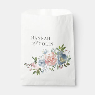 Elegant Dusty Blue and Rose Floral Swag Favour Bags