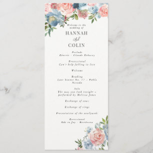 Elegant Dusty Blue and Rose Floral Swag Programme