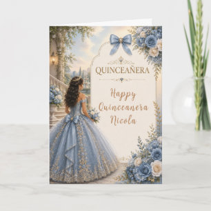 Elegant Dusty Blue and Silver Quince Card