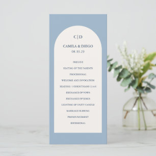 Elegant Dusty Blue Arch Modern Wedding Programme