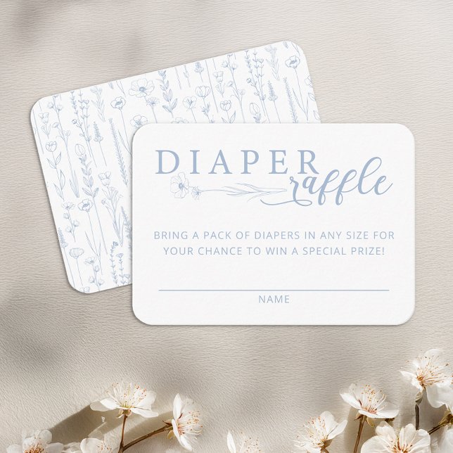 Elegant Dusty Blue Baby Shower Diaper Raffle Enclosure Card (Dusty Blue Diaper Raffle)