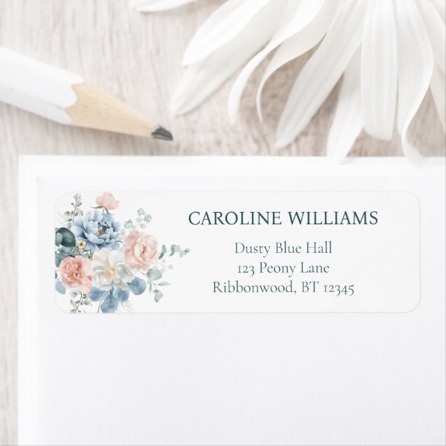 Elegant Dusty Blue Baby shower Return Address (Insitu)