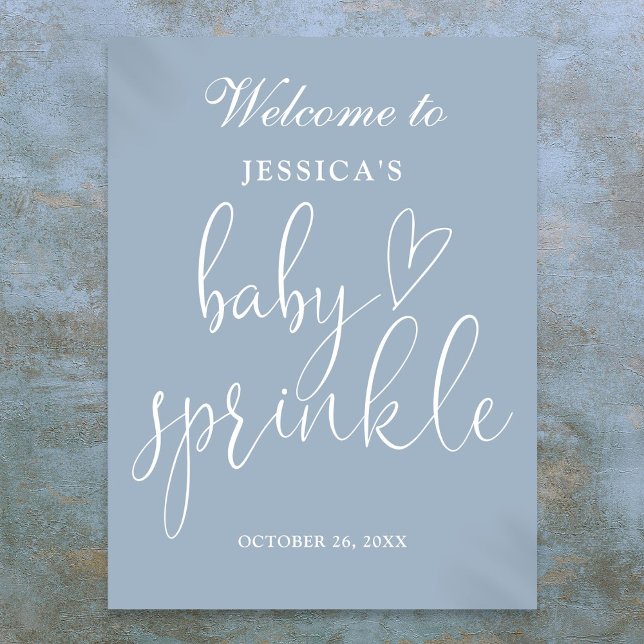 Elegant Dusty Blue Baby Sprinkle Welcome Sign (Elegant Dusty Blue Baby Sprinkle Welcome Sign)