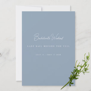 Elegant Dusty Blue Bachelorette Weekend Card
