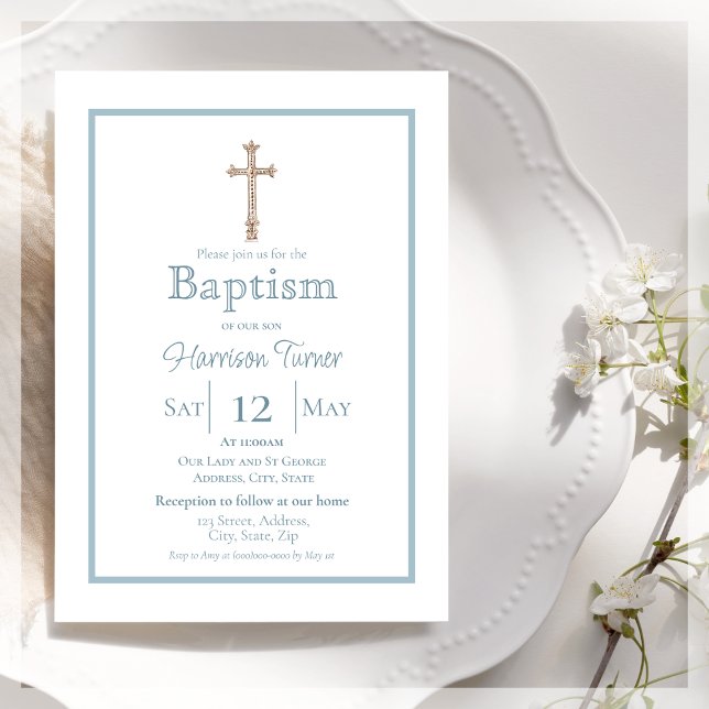 Elegant Dusty Blue | Baptism Invitation (Creator Uploaded)
