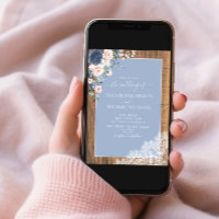 Elegant Dusty Blue Blush Rustic Wood Lace Wedding