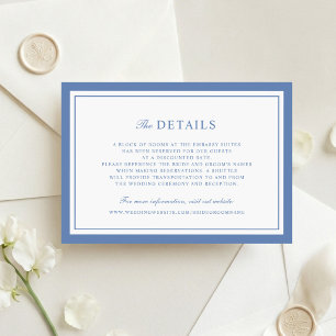 Elegant Dusty Blue Border Frame Wedding Details Invitation