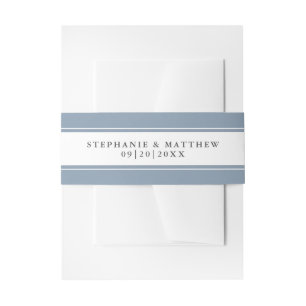 Elegant Dusty Blue Border Wedding Suite Invitation Belly Band