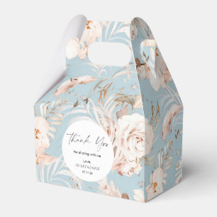 Elegant dusty blue botanical floral garden wedding favour box