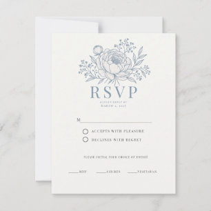 Elegant Dusty Blue Botanical Garden Wedding RSVP Card