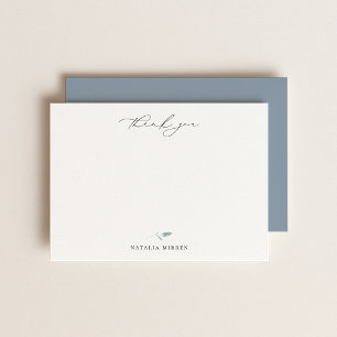 Elegant Dusty Blue Botanical Thank You Card