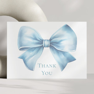 Elegant Dusty Blue Bow Boy Birthday Thank You Card