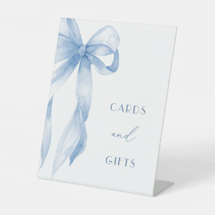 Elegant Dusty Blue Bow Cards and Gifts Pedestal Sign