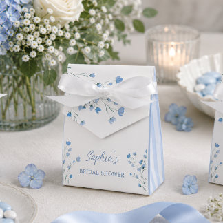 Elegant Dusty Blue Bow Coquette Bridal Shower Favour Box