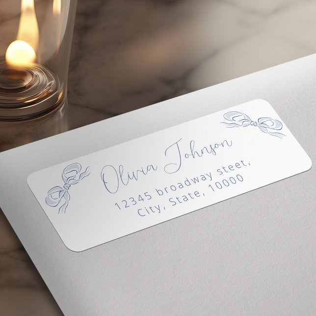 Elegant Dusty Blue Bow Return Address Label (Elegant Dusty Blue Bow Return Address Label)