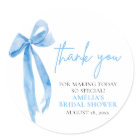 Elegant Dusty Blue Bow Thank you Bridal Shower