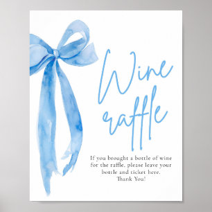 Elegant Dusty Blue Bow Wine Raffle Game Sign