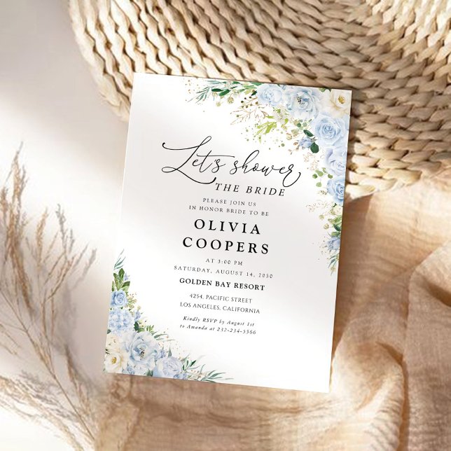 Elegant Dusty Blue Bridal Shower Invitation (Creator Uploaded)