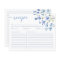 Elegant Dusty Blue Bridal Shower Recipe Card