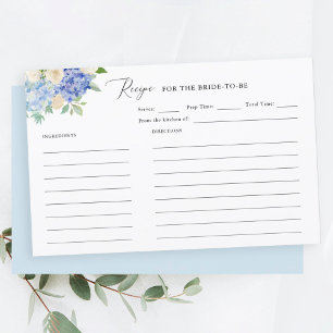 Elegant Dusty Blue Bridal Shower Recipe Cards