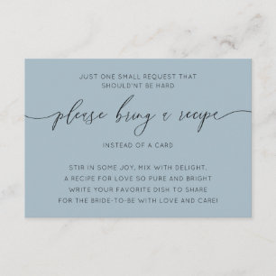 Elegant Dusty Blue Bridal Shower Recipe  Enclosure Card