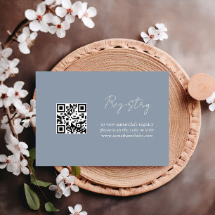 Elegant Dusty Blue bridal shower registry Enclosure Card