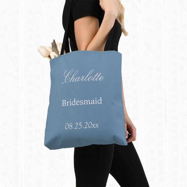 Elegant Dusty Blue Bridesmaid Tote Bag (Creator Uploaded)