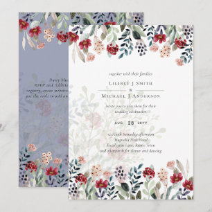 Elegant Dusty Blue Burgundy Floral Wedding
