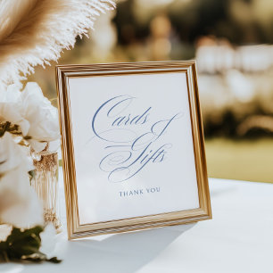 Elegant Dusty Blue Calligraphy Cards & Gifts Poster