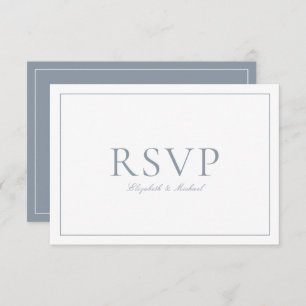 Elegant Dusty Blue Calligraphy Script Wedding RSVP