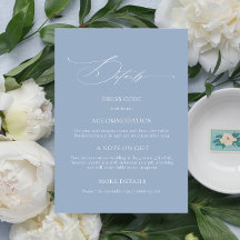 Elegant Dusty Blue CalligraphyWedding Details Card