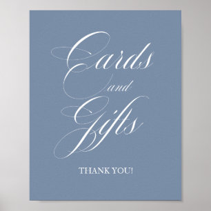Elegant Dusty Blue Cards And Gifts Sign
