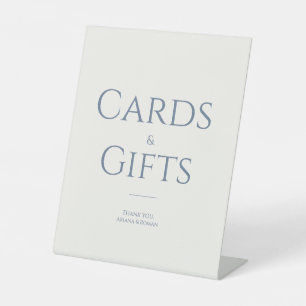 Elegant Dusty Blue Cards & Gifts Minimalist Pedestal Sign