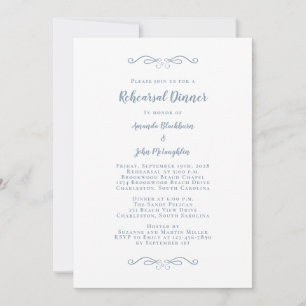 Elegant Dusty Blue Chic Wedding Rehearsal Dinner Invitation